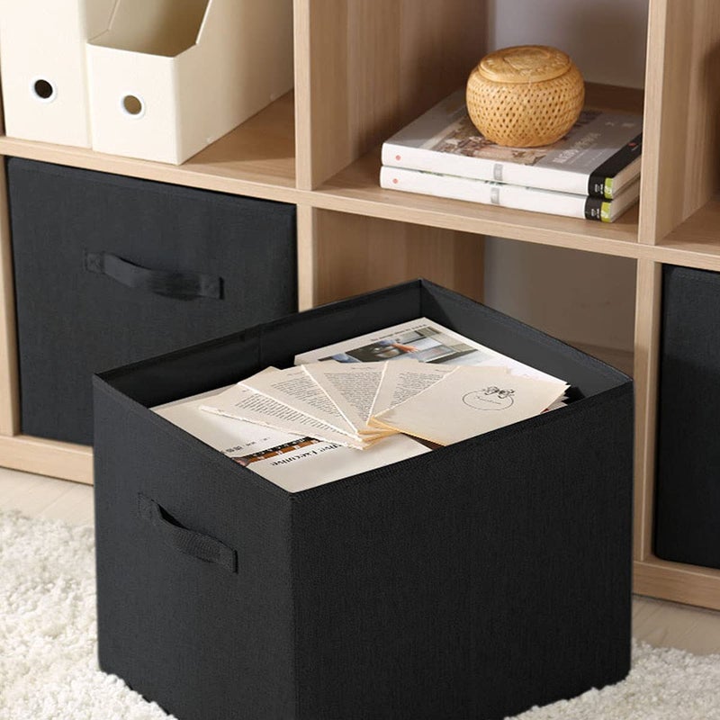 BBQ Future Foldable Cube Storage Bin Collapsible Box Cloth Basket Bins Black Organizer - Great for Nursery, Playroom, Closet, Home Organization (4 PCS, 13x15x13) - Image 5